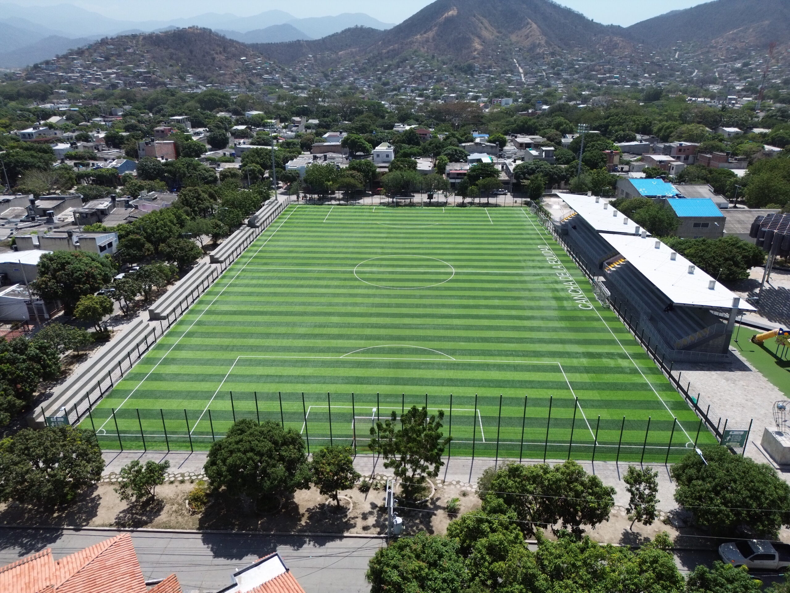 Playground and sports field as a community recreational space